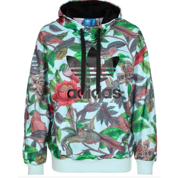Adidas x FARM Florera Hoodie M Battle of the Birds Floral Print Sweatshirt - Picture 4 of 7